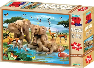 Imagen del producto de PRIME 3D Puzzle: Adorables elefantes en 3D, 100 piezas