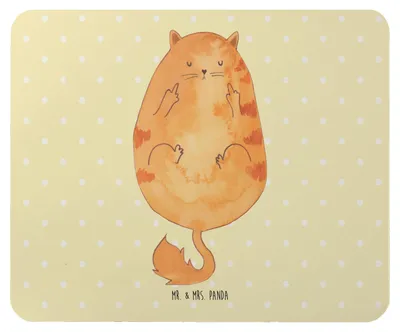 Produktbild von Mr. & Mrs. Panda Mouse Pad Katze Mittelfinger - Gelb Pastell - Geschenk, laptop mousepad, Mauspad, Genervt, Lustig, pc, Witzig, Katzen, computer, Tiger