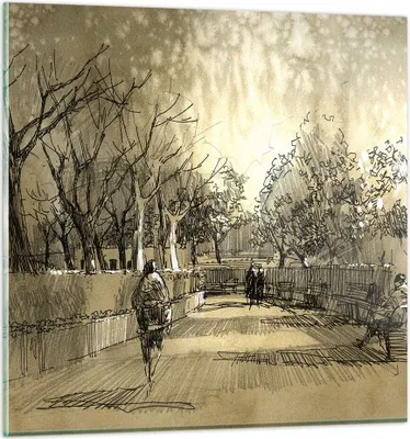 Produktbild von Bilder auf glas - Park Spaziergang Baum - 50x50cm - Glasbilder - Wandbilder - Kunstdruck - zum Aufhängen bereit - Wanddekoration aus Glas - Glas Bilder - Wandbild auf Glas - Einteilig - GAC50x50-3758