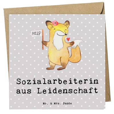 Produktbild von Mr. & Mrs. Panda Grußkarte Sozialarbeiterin Leidenschaft - Grau Pastell - Geschenk, Klappkarte, anlasskarte, faltkarte, doppelkarte, Glückwunschkarte