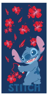 Produktbild von Disney – Stitch „Flowers“ – Strandtuch aus 100 % Baumwolle – 70 × 140 cm