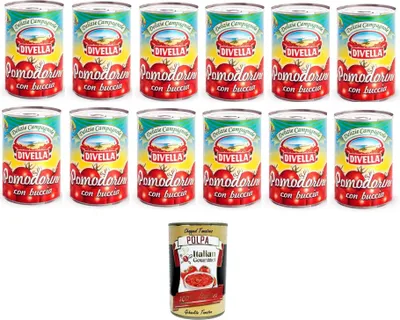 Produktbild von Divella Pomodorini con Buccia Con apertura a Strappo -Kirschtomaten mit Schale und Aufreißöffnung 12x400gr+Italian Gourmet polpa 400g