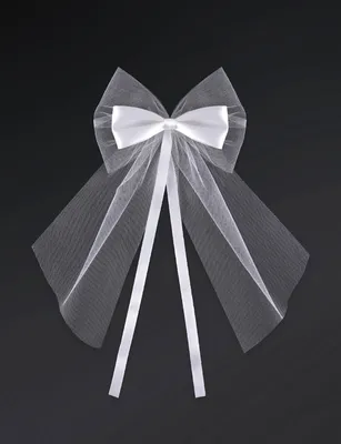 Produktbild von 2 Schleifen Tüll und Satin weiß 18cm