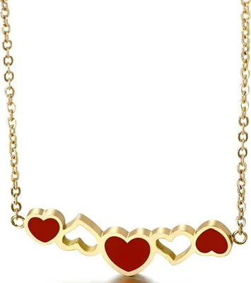 Produktbild von CH-21130 Halskette - Gold / Rot für Damen KP21130