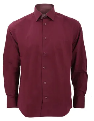 Productafbeelding van Russell Collection - Herenhemd, lange mouwen, model FK2104 (XL) (Bordeauxrood)