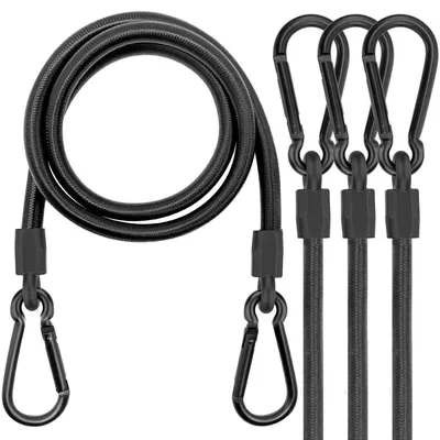 Immagine prodotto di Elastici con gancio a clip, set da 4, 100 cm, neri, in lattice