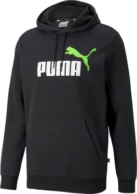 Produktbild von PUMA Ess+ Metallic 2 Col Big Logo Fleece-Hoodie Herren puma black-green flash M