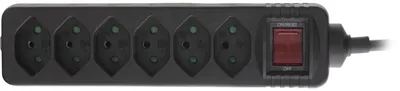 Produktbild von Inline Steckdosenleiste 6-fach mit Schalter, 1,5m, schwarz