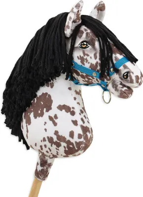 Produktbild von Hobby Horse Premium - Weiß-braune tarantowaty Pferd auf Stock mit schwarzer Mähne