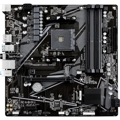 Zdjęcie produktu dla GIGABYTE A520M DS3H WIFI6E, AMD, Socket AM4, AMD Ryzen 3000 Series, AMD Ryzen 5000 Series, AMD Ryzen 4000 Series, Socket AM4, DDR4-SDRAM, 128 GB