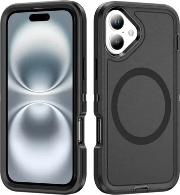 Produktbild von Mobigear Rugged Mag iPhone 16 MagSafe Hülle Hardcase Backcover Stoßfest - Schwarz