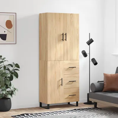 Image de vidaXL Highboard chêne Sonoma 69,5x34x180 cm Matériau dérivé du bois