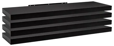 Image de Ensemble de 4 étagères murales en MDF, de couleur noire, dimensions : 120 x 22,9 x 3,8 cm