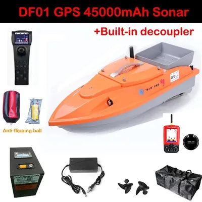 Produktbild von DF01 Futterboot - RC Köderboot GPS 45A S - Bürstenloser Motor - 500 m Reichweite - Speicher für 40 Angelspots - Großer Futtersilo - Orange