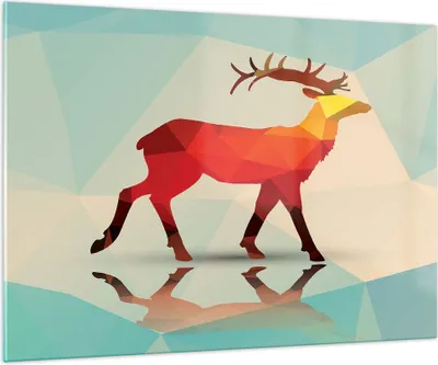 Produktbild von Bilder auf glas - Hirsch Illustration modern Grafik - 100x70cm - Glasbilder - Wandbilder - Kunstdruck - Wanddekoration aus Glas - Glas Bilder - Wandbild auf Glas - GAA100x70-2811