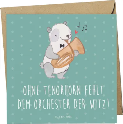 Produktbild von Mr. & Mrs. Panda Grußkarte Tenorhorn Witz - Meeresbrise - Geschenk, Musik, Glückwunschkarte, Brassband, Lernen, faltkarte, doppelkarte, Klappkarte, Musiker, Instrument