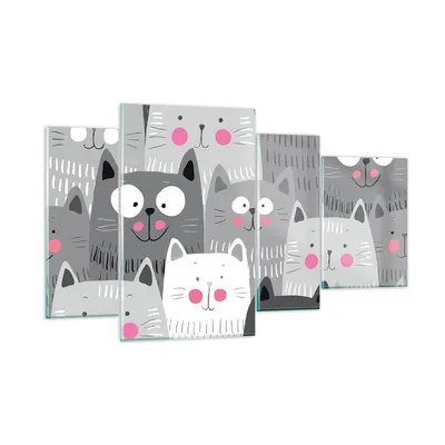 Produktbild von Bilder auf glas - Kittys Tiere Illustration - 120x70cm - Glasbilder - Wandbilder - Kunstdruck - zum Aufhängen bereit - Wanddekoration aus Glas - Glas Bilder - Wandbild auf Glas - GDL120x70-2890