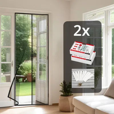 Produktbild von Grafner® 2er Vorteilspack Insektenschutzgitter magnetischer Türvorhang Fliegen und Mückenschutz