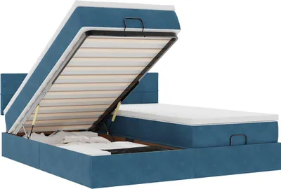 Produktbild von vidaXL Ottoman-Bett mit Matratzen Dunkelblau 160x200 cm Samt