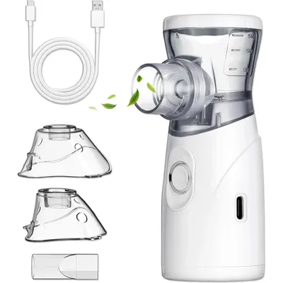 Image de Nébuliseur portable en maille Inhalateur silencieux pour enfants et adultes Nébuliseur Deux masques Embout buccal Kit de nébulisation USB