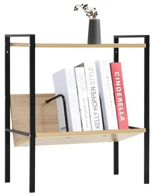 Produktbild von vidaXL Bücherregal 2 Regalböden Schwarz Eiche 52x28x59cm Holzwerkstoff