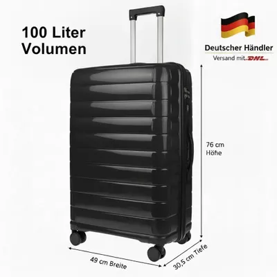 Produktbild von Großer XL Koffer Herren Damen Volumen 110 Liter Reisekoffer Hartschalenkoffer Reisen Zahlenschloss mit Sicherheitsreißverschluss in Blau, Navy