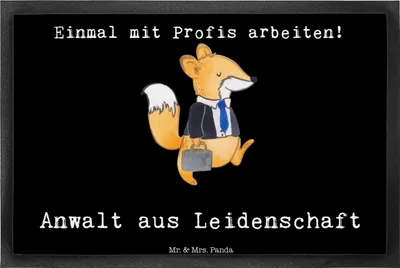Produktbild von Mr. & Mrs. Panda fußmatte Anwalt Leidenschaft 40 x 60 cm - Schwarz - Geschenk, Lustig, Schmutzfangmatte, Fussmatte, Spruch, Anwaltskanzlei, Beruf, Schmutzmatte, flurmatte