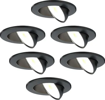 Produktbild von Ledvion 6er set LED Einbaustrahler Schwarz 5W CCT wasserdicht IP65 dimmbar