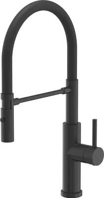 Produktbild von QUADRON Küchenarmatur ANDY SteelQ Mischbatterie 360°, Farbe: Schwarz, Höhe: 46 cm QFix-Funktion, Drehung- Wasserhahn für Küche aus Edelstahl
