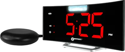 Produktbild von Geemarc Wake'n shake CURVE - Vibrationswecker 90dB mit extra starker Weckton, großer Anzeige, Blinklicht und USB Anschluss für Aufladung Ihrer Smartphone