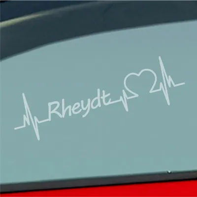 Produktbild von Auto Aufkleber Rheydt Herz Herzschlag 19x6 cm Milchglas Sticker Heckscheibenaufkleber