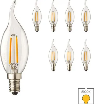 Produktbild von 8-er Set LED-Kerzenlampen Flamme E14 | 0,6 Watt | 2100K extra warmweiß | Glühfaden | Lybardo