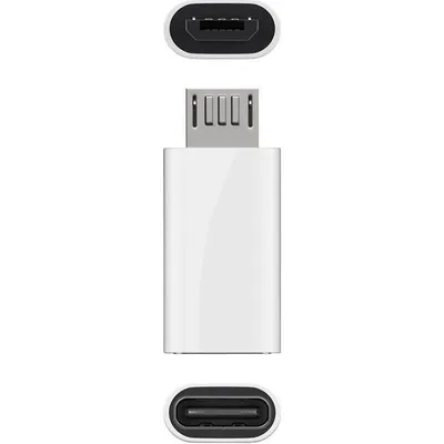 Image de Adaptateur USB 2.0 Micro-B vers USB-C blanc, pour connecter un appareil Micro-USB avec un câble USB-C