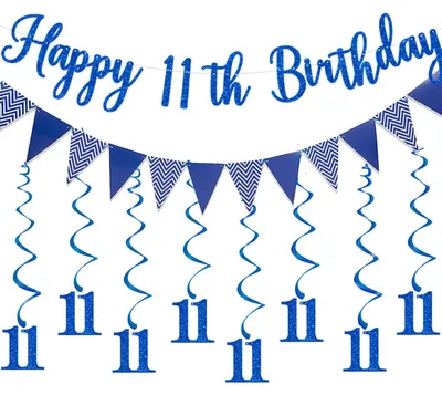 11. Geburtstag Dekoration Blau – Banner & Wimpelkette