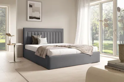 Produktbild von MEBLINI Belordi Polsterbett 140x200 mit Stauraum - Lattenrost und Bettkasten - Kopfteil Bett mit Stauraum - Doppelbett - Stauraumbett - Betten - 140x200 - Grau Samt ohne Matratze
