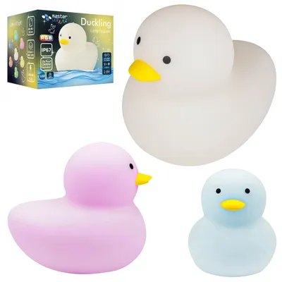 Produktbild von MasterLED Kinder-Badleuchte LED Ente – RGB Silikonlampe mit Klopfsteuerung, Timer & IP67 Wasserschutz, batteriebetrieben