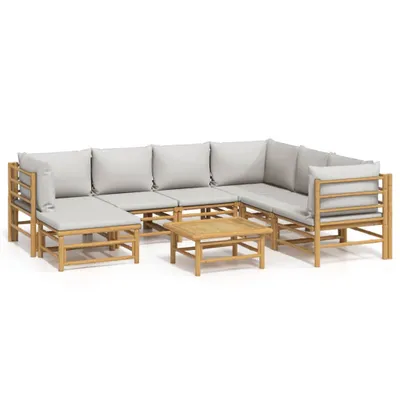Obrázek produktu pro vidaXL 8dílná zahradní lounge souprava s polštáři Light Grey Bamboo