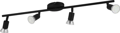 Produktbild von EGLO LED Deckenlampe Buzz-LED, Spotbalken 4-flammig, Deckenstrahler aus Metall in Schwarz. Spot Deckenleuchte inkl. GU10 Leuchtmittel, warmweiß