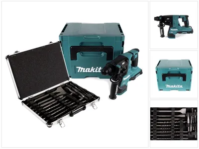 Produktbild von Makita DHR 280 ZJ Brushless Akku Bohrhammer 28 mm 2x 18 V für SDS-PLUS im Makpac - ohne Akku und Ladegerät + 17tlg. Bohrer und Meißel Set