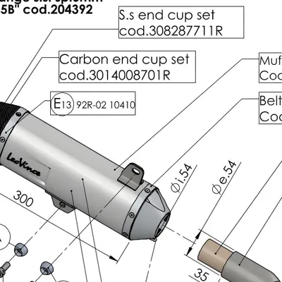 Produktbild von Endschalldämpfer LeoVince Auspuff-Ersatzteil, Edelstahl, Ø 54mm 300mm, rechts für LV ONE