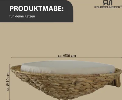Produktbild von Rohrschneider runde Katzenmulde Katze Wandmontage | Katzenbett und Wandliege aus Wasserhyazinthe | Gemütlicher Katzenkorb für Wand | Katzen Wandelemente als platzsparendes Katzenmöbel | Wandliege