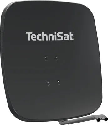 A black satellite dish with the TechniSat logo.