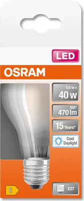 The image shows the packaging of an Osram LED light bulb.