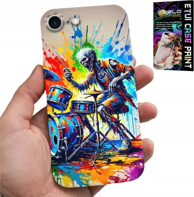Immagine prodotto di Custodia Per Iphone Se / Se2 - Cover Scheletro Rock Drums Drums