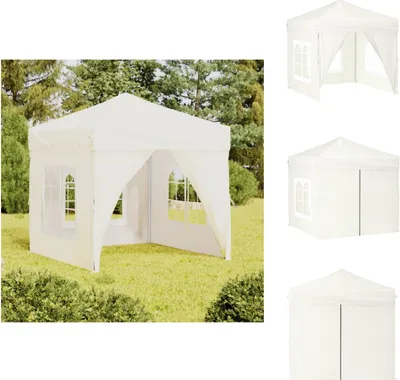 Immagine prodotto di vidaXL Tenda per feste pieghevole con pareti laterali crema 2x2 m - Padiglioni e tende per feste