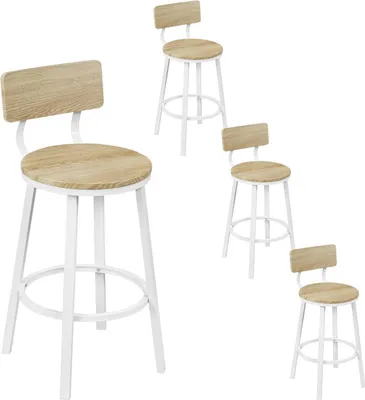 Produktbild von WOLTU Barhocker rund, Tresenhocker, Küchenhocker mit Rückenlehne Fußstütze Metallgestell : Helle Holzoptik 4 Farbe: Helle Holzoptik Stückzahl: 4