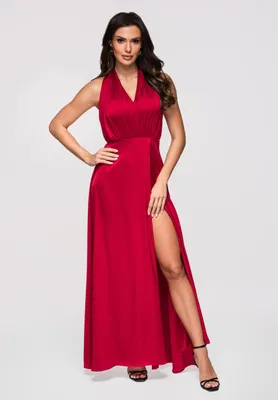 Produktbild von LARICA Abendkleid Maxi Satin Halter LA-OM-DLR359 red M