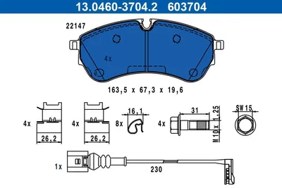 Produktbild von ATE Bremsbeläge Satz Vorne für VW Multivan T7 (STM, STN) 13.0460-3704.2