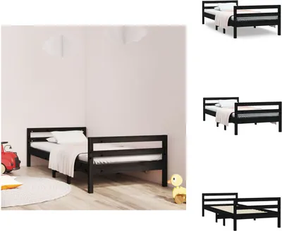 Produktbild von vidaXL Massivholzbett Schwarz 75x190 cm Kiefer -  Betten & Bettgestelle