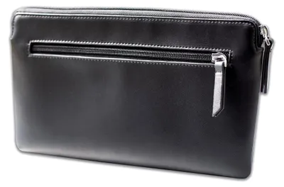 Produktbild von Echtleder Banktasche schwarz Dokumenten- und Geldtasche mit 2 Reißverschlussfächern